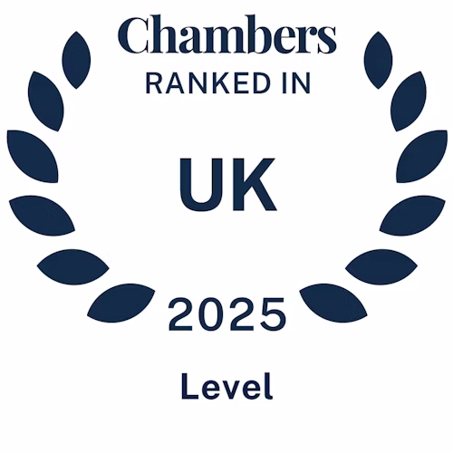 Ranked in Chambers UK 2025 – Leading Legal Expertise Chambers UK 2025 ranking badge, recognizing excellence in legal services.